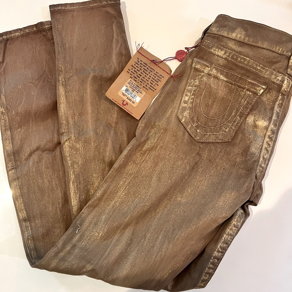 True religion skinny jeans gold size 25!